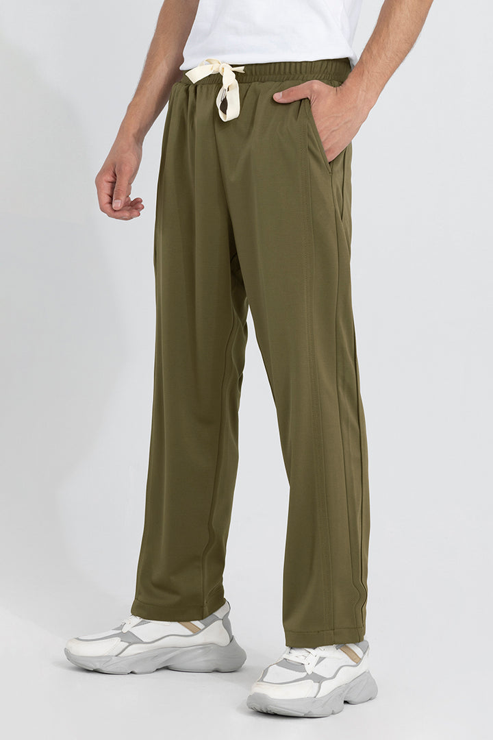 Waffle Knit Green Relaxed Fit Pant