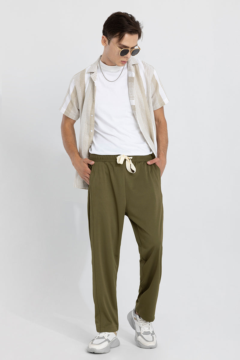 Waffle Knit Green Relaxed Fit Pant