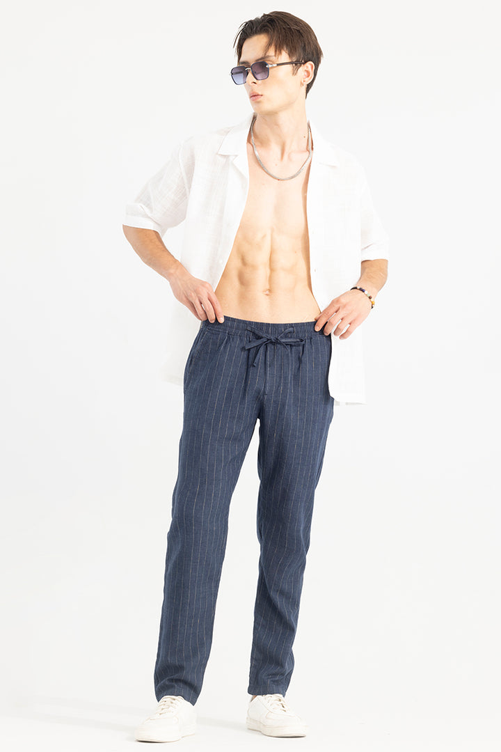 Aurabreeze Blue Linen Pant