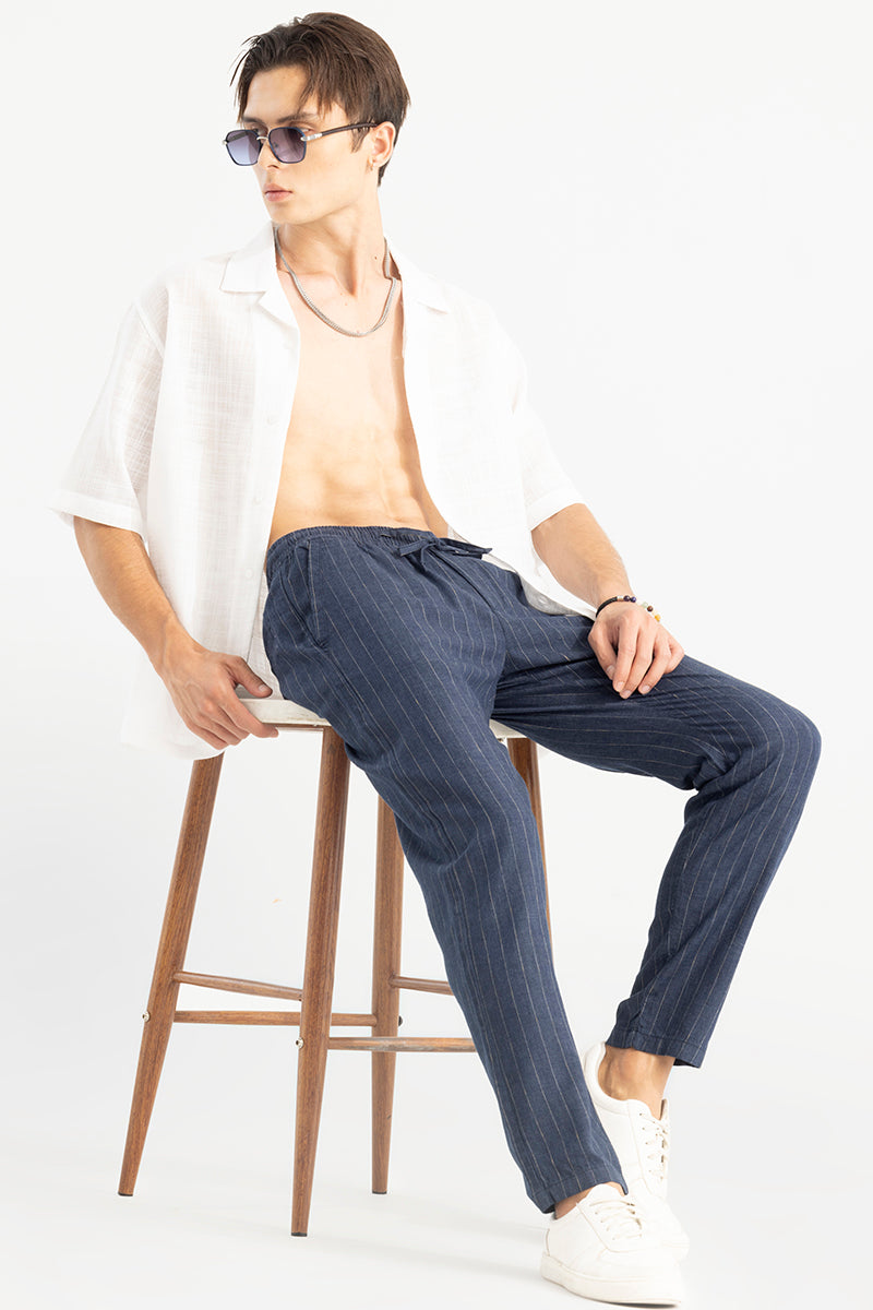 Aurabreeze Blue Linen Pant