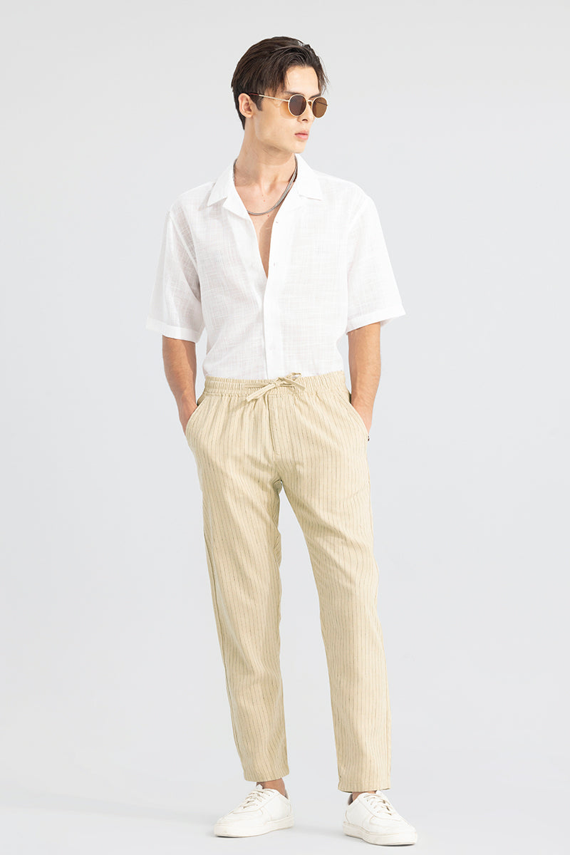 Aurabreeze Beige Linen Pant