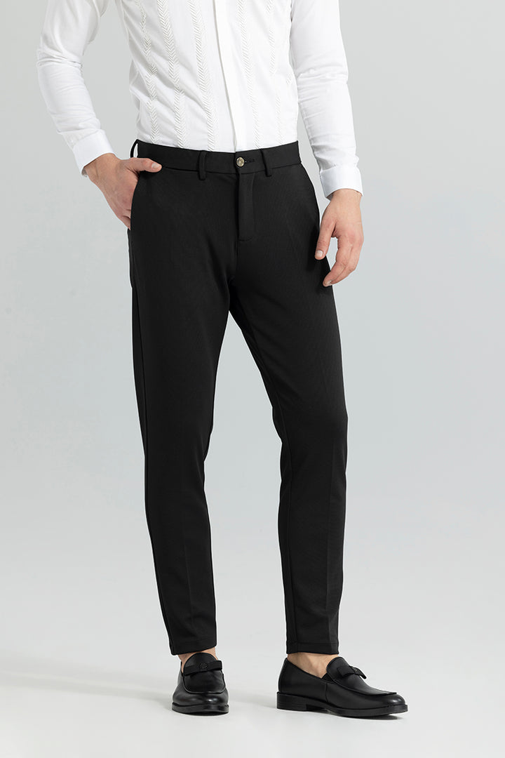 Weave Knit Black Trouser