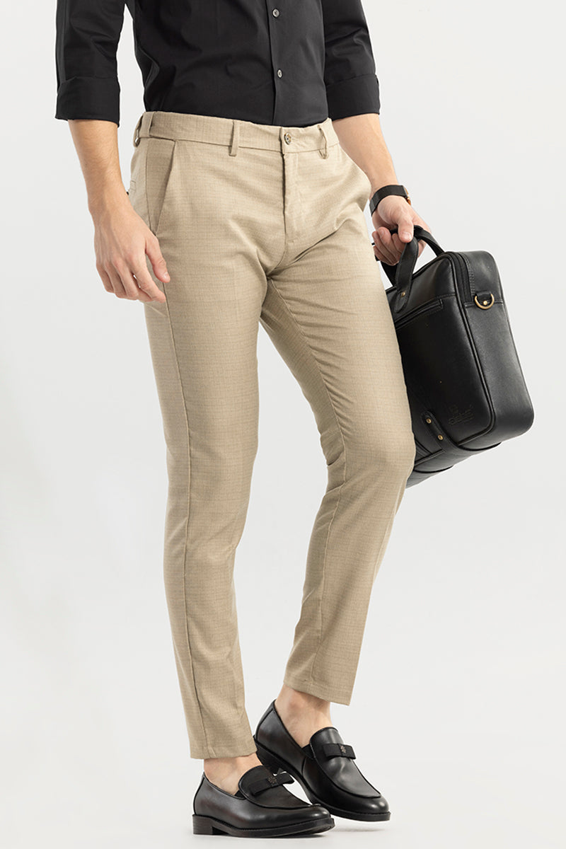 Rigor Beige Formal Trousers