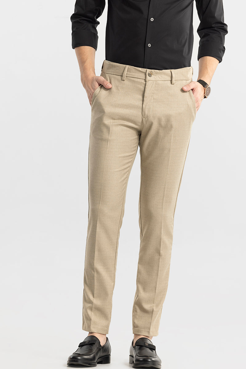 Rigor Beige Formal Trousers