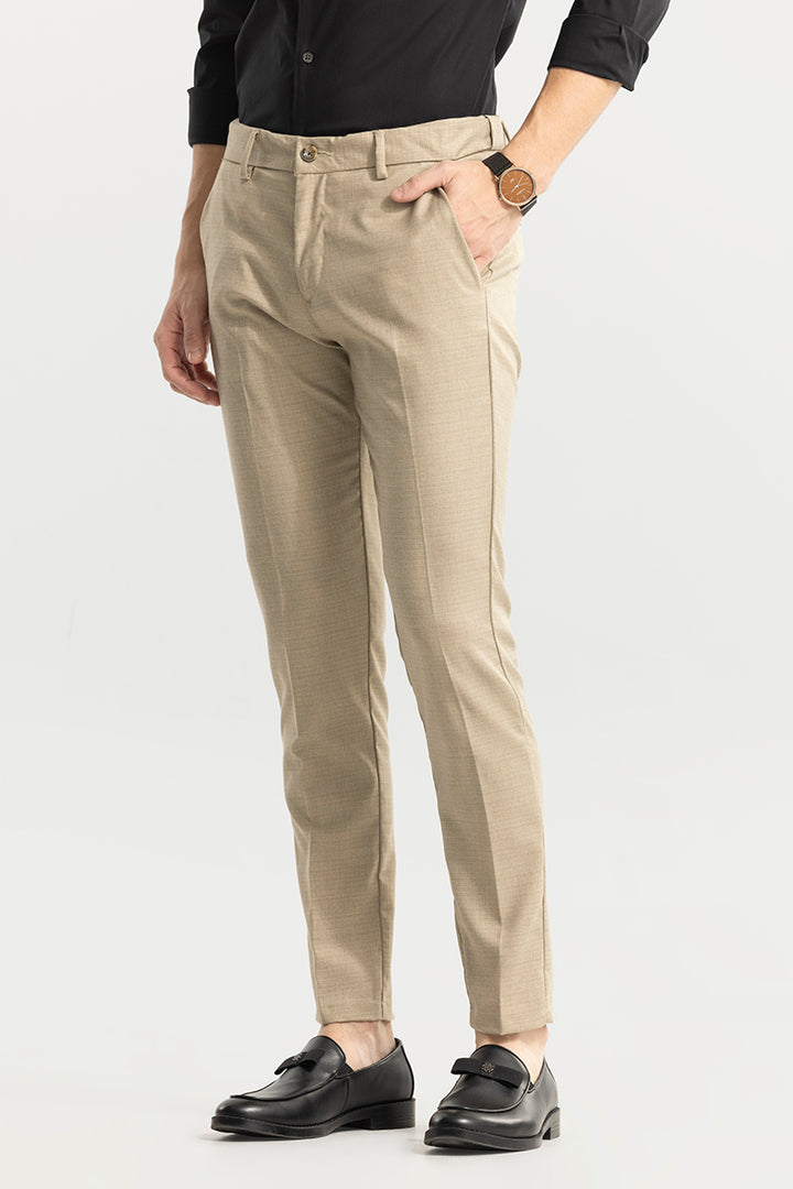 Rigor Beige Formal Trousers