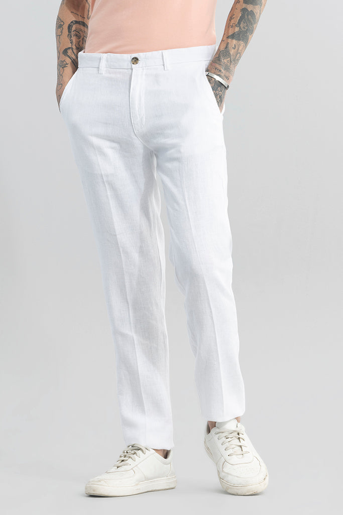 Buy Men's Linein White Pant Online | SNITCH