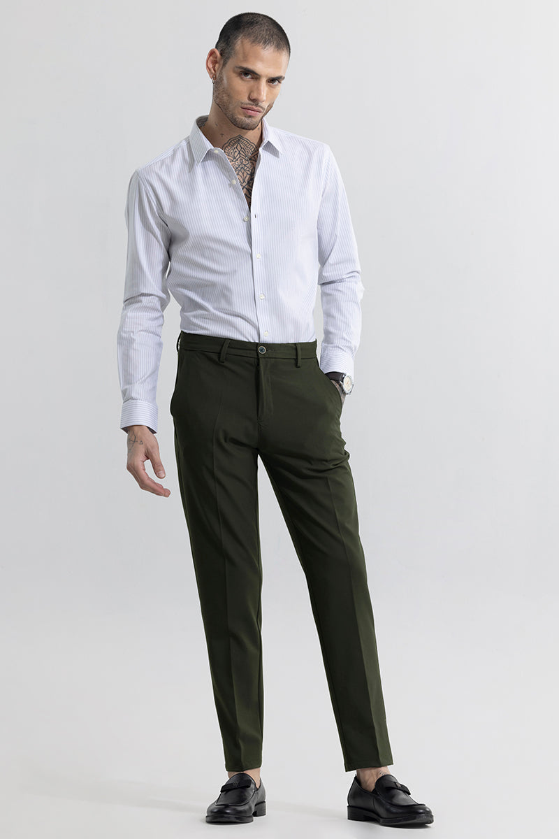 Buy Men's Flexy Green Trouser Online | SNITCH