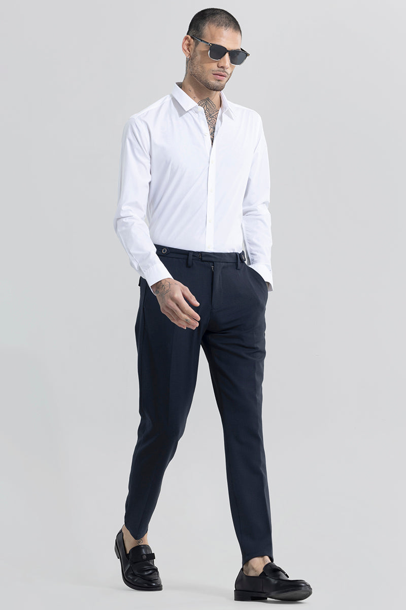 Extensive Waistband Navy Trouser