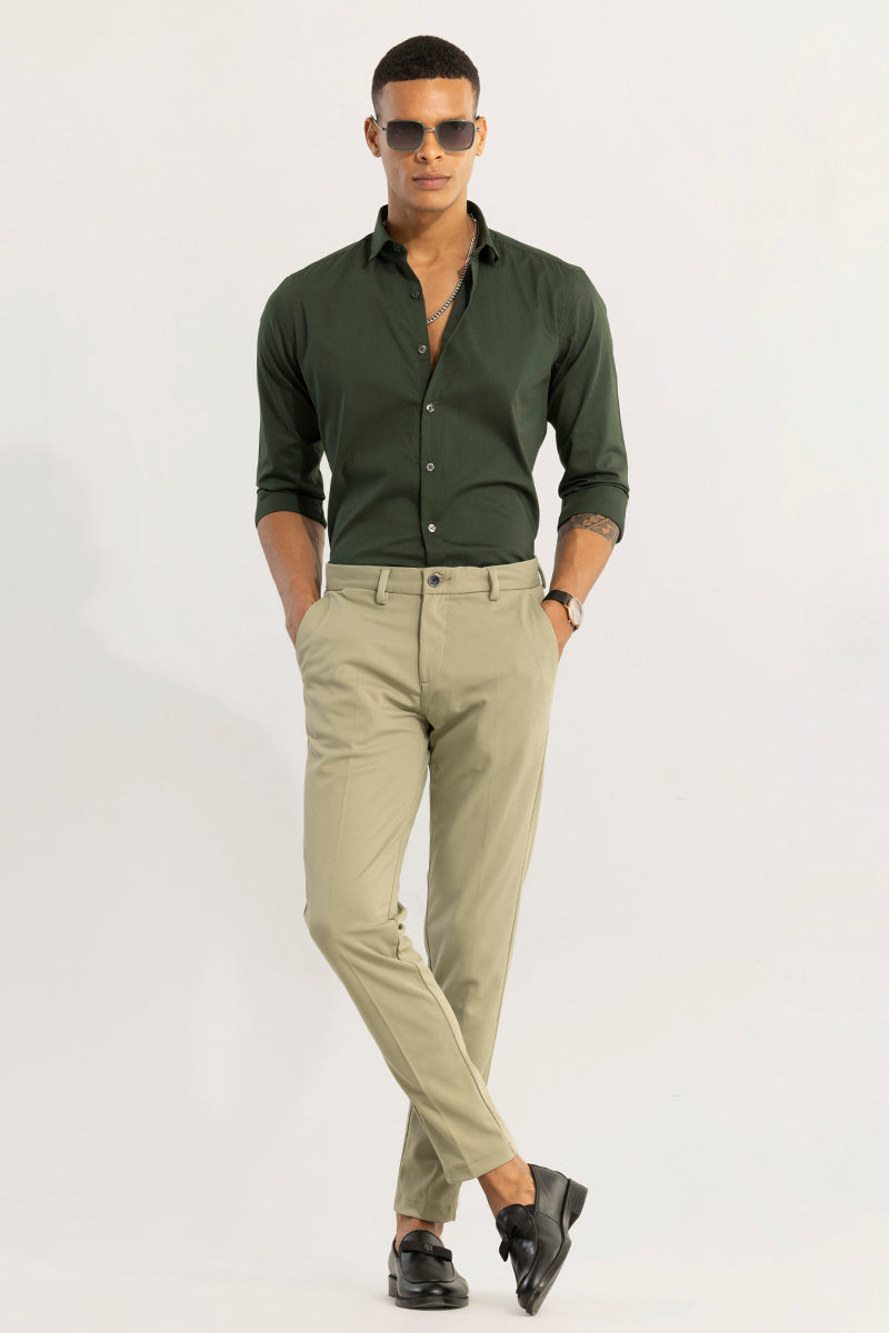 Buy Men's Timeless Pista Green Trouser Online | SNITCH