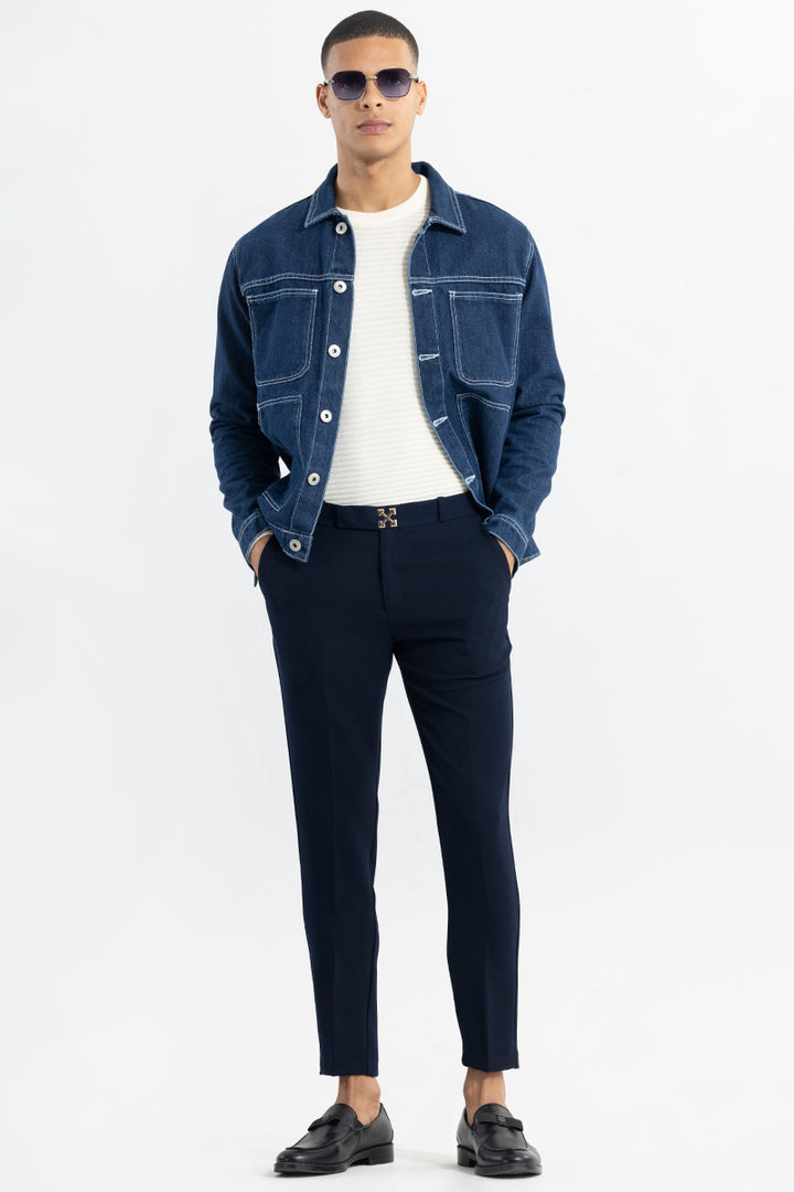 Savvy Navy Checkered Trouser