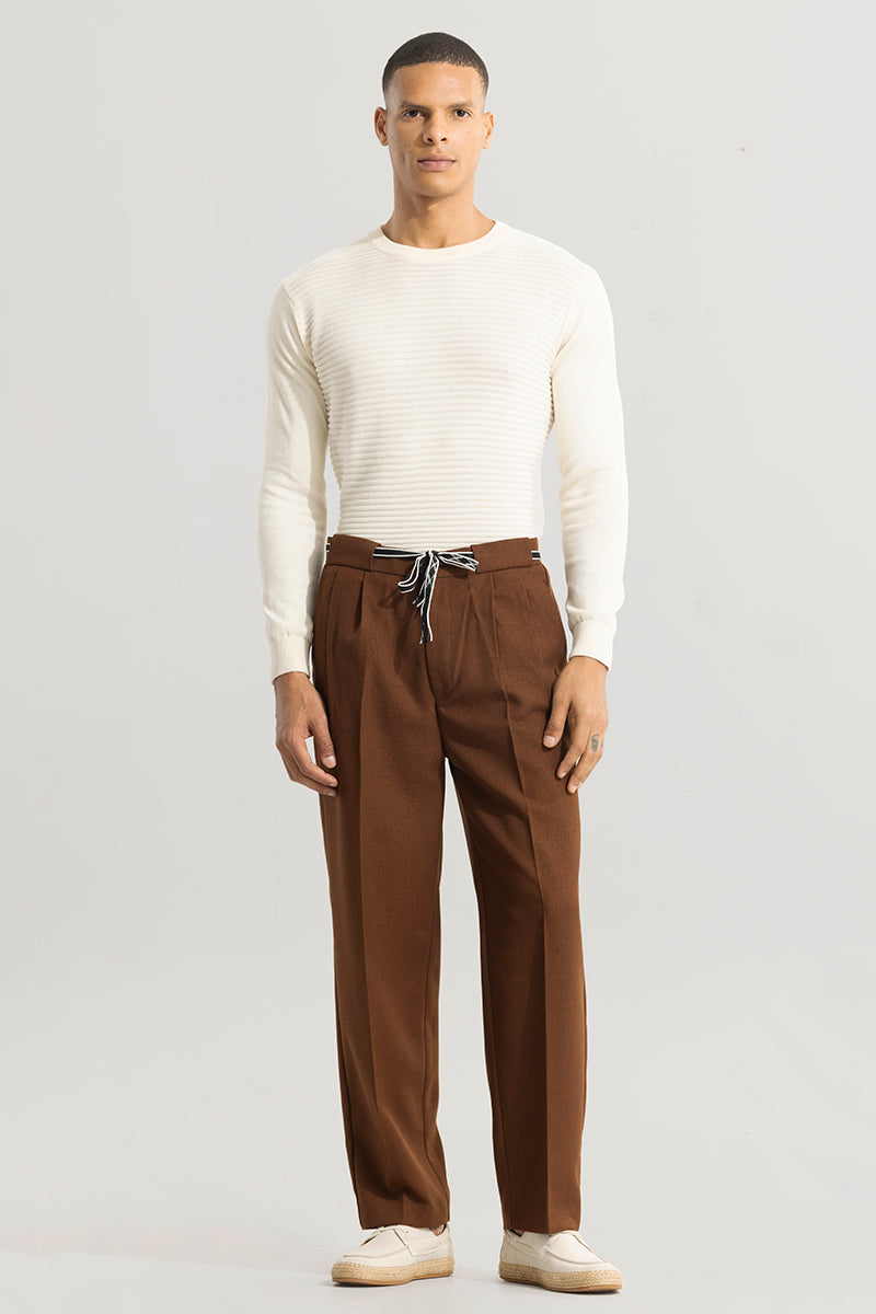 IEFB Men's Wear New Split Bottoms Causal Pants Autumn New Straight Trousers  Korean Back Elastic Waist Suit Pants 9Y5961 Color: Brown, Size: S