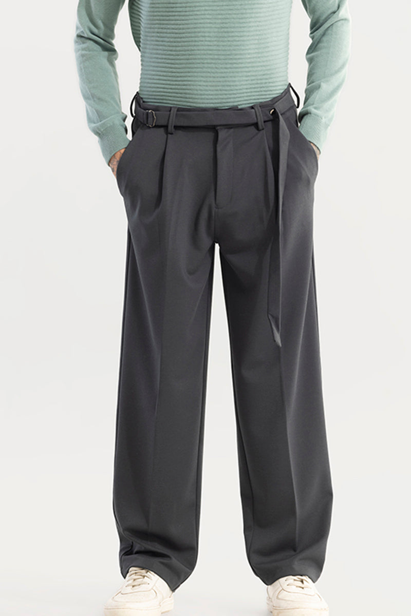 Buy Men's AdjustEase Intense Grey Trouser Online | SNITCH