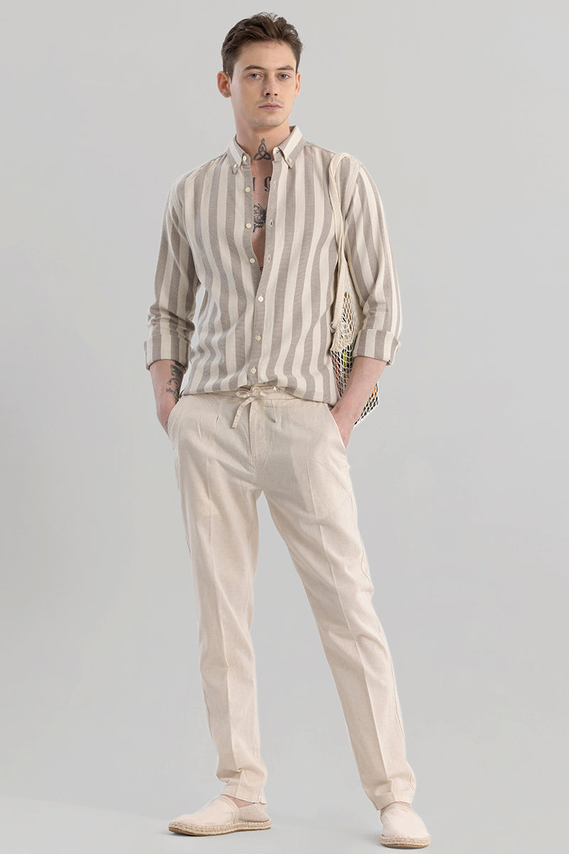 Nova Cream Linen Blend Trouser