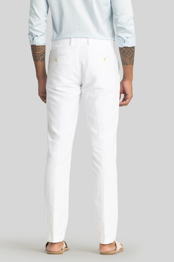 Mads White Plain Irish Linen Trousers