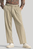 Alessio Beige Plain Relaxed Fit Korean Trousers