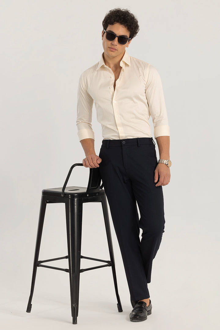 Navy Plain Slim Fit Trousers