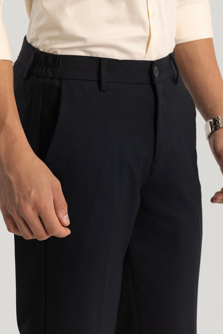 Navy Plain Slim Fit Trousers