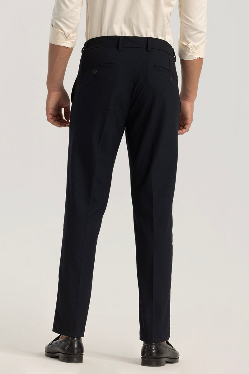 Navy Plain Slim Fit Trousers