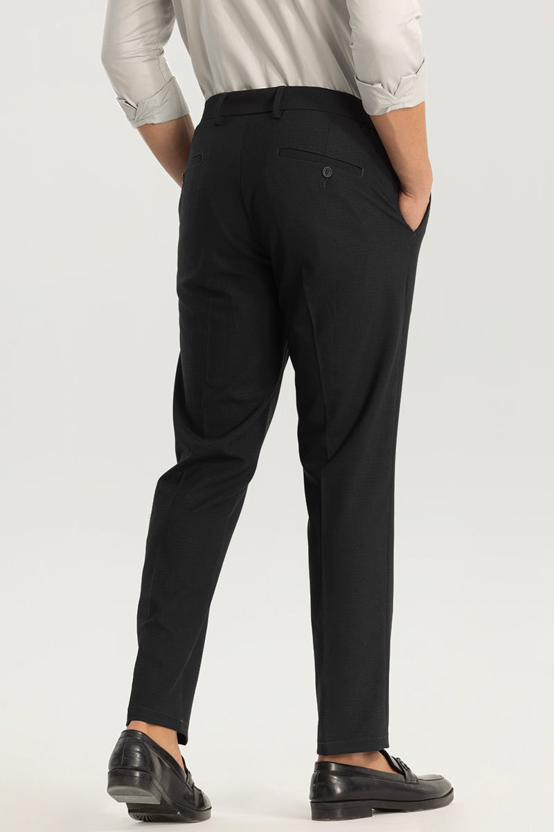 Ash Black Plain Slim Fit Trousers