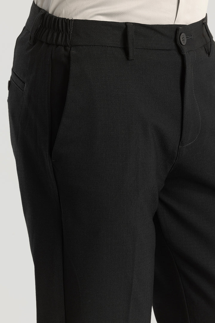 Ash Black Plain Slim Fit Trousers