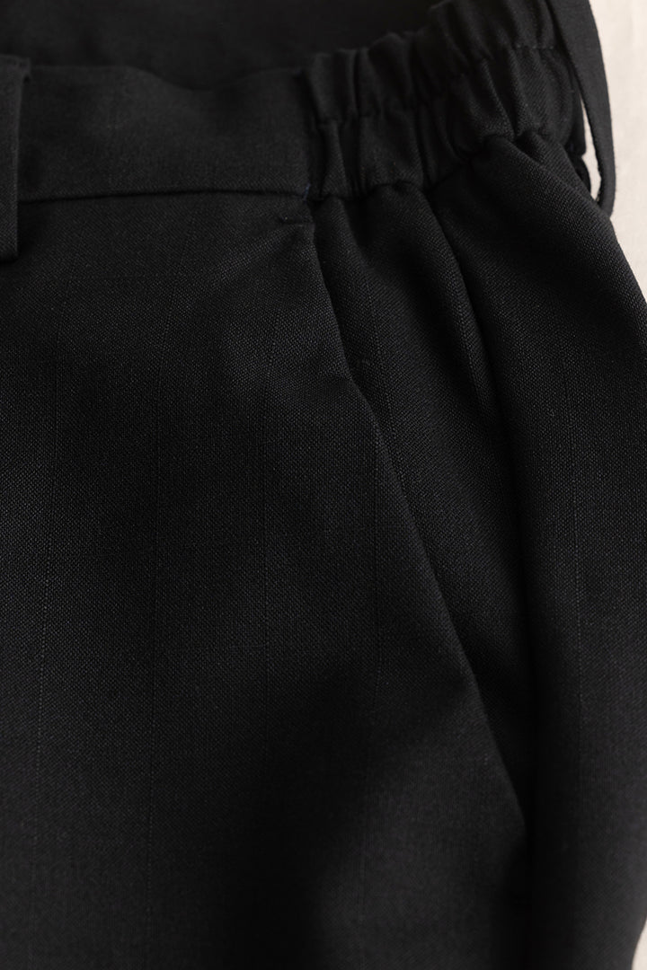 Charcoal Grey Self-Design Slim Fit Trousers