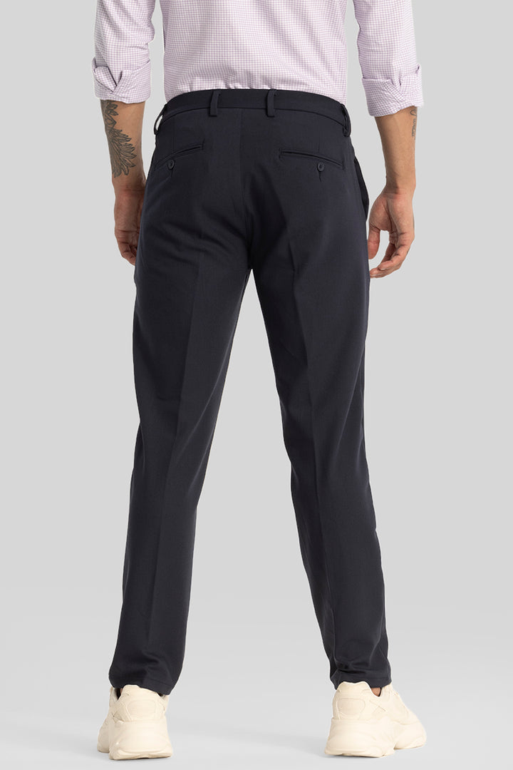 Navy Plain Regular Fit Trousers