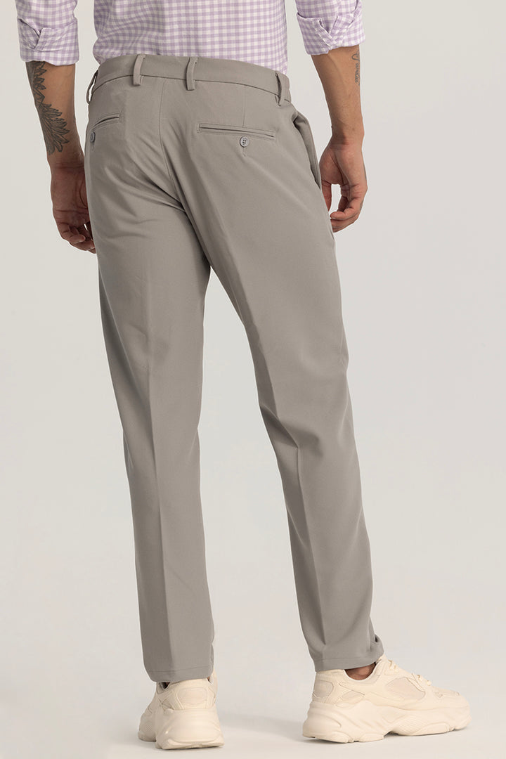 Grey Plain Regular Fit Trousers