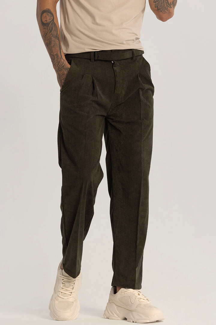 Olive Corduroy Korean Trousers