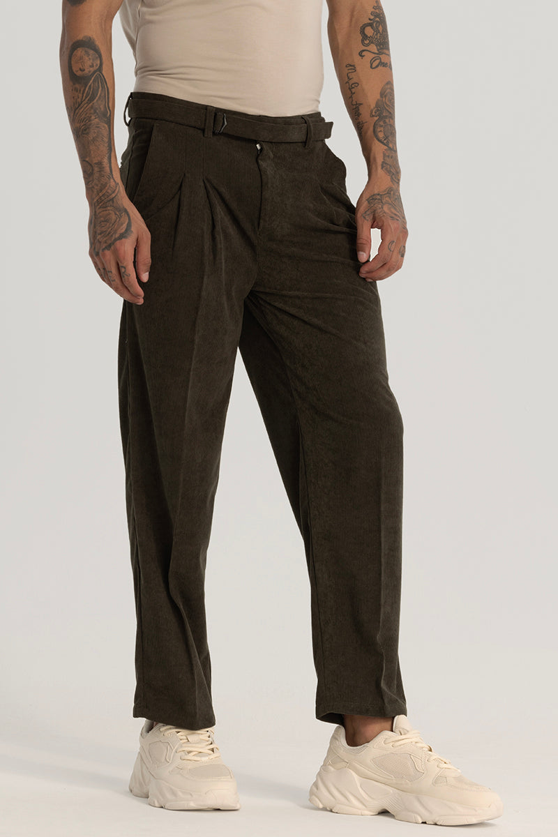 Olive Corduroy Korean Trousers