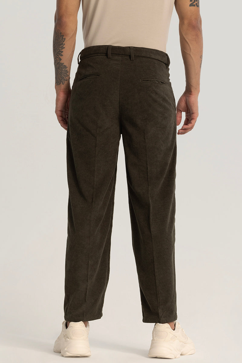 Olive Corduroy Korean Trousers