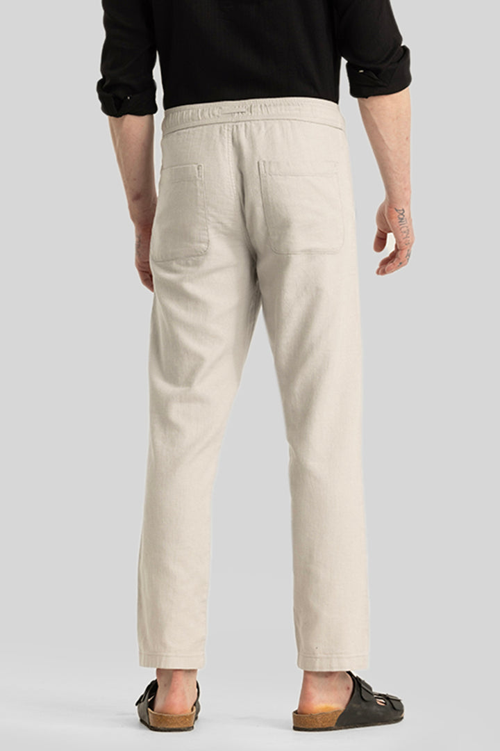 Martino Cream Plain Relaxed Fit Trousers