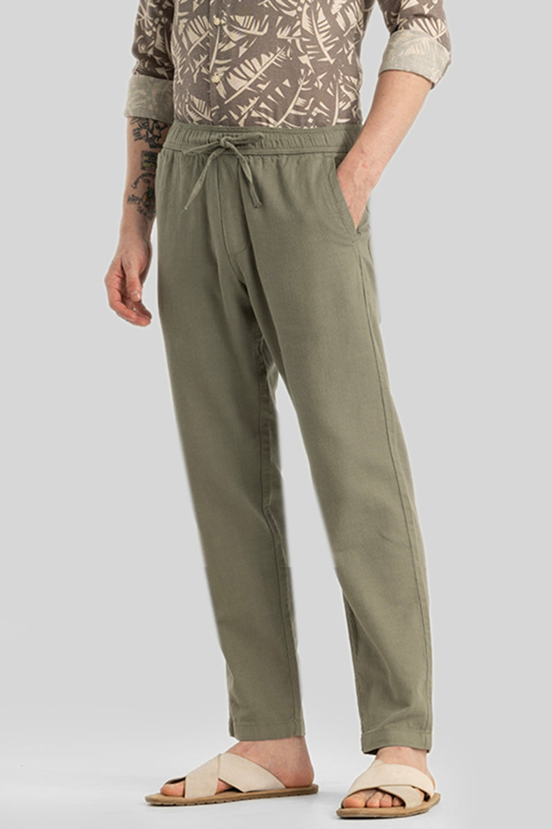 Martino Sage Plain Relaxed Fit Trousers