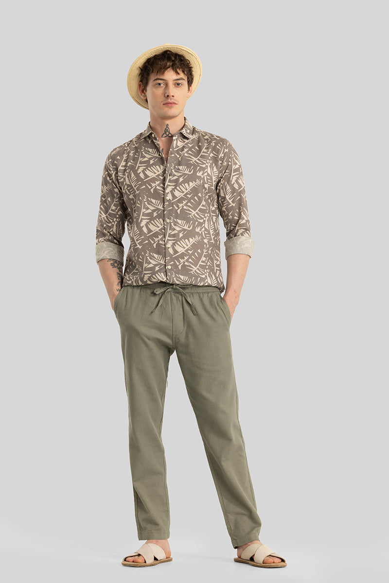 Martino Sage Plain Relaxed Fit Trousers