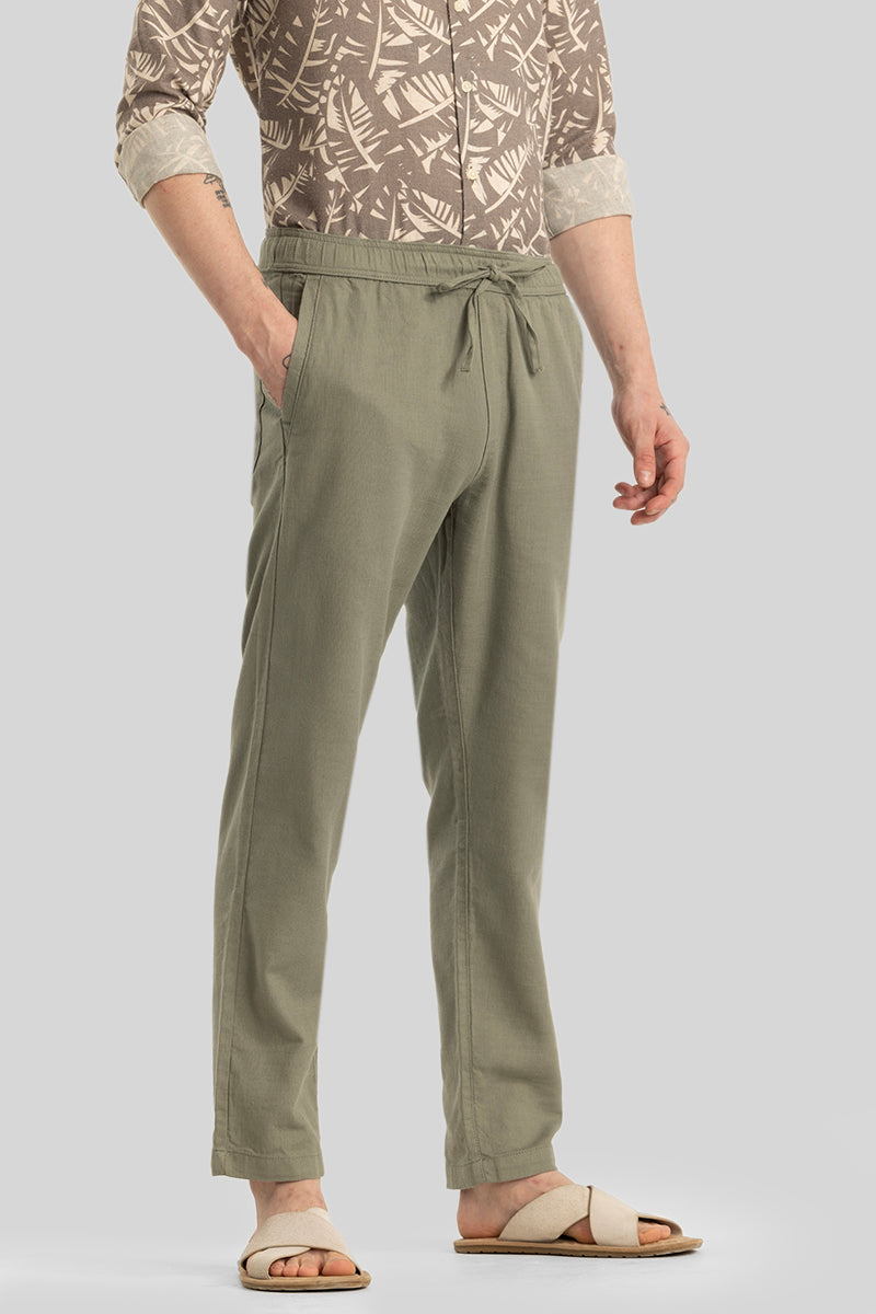 Martino Sage Plain Relaxed Fit Trousers