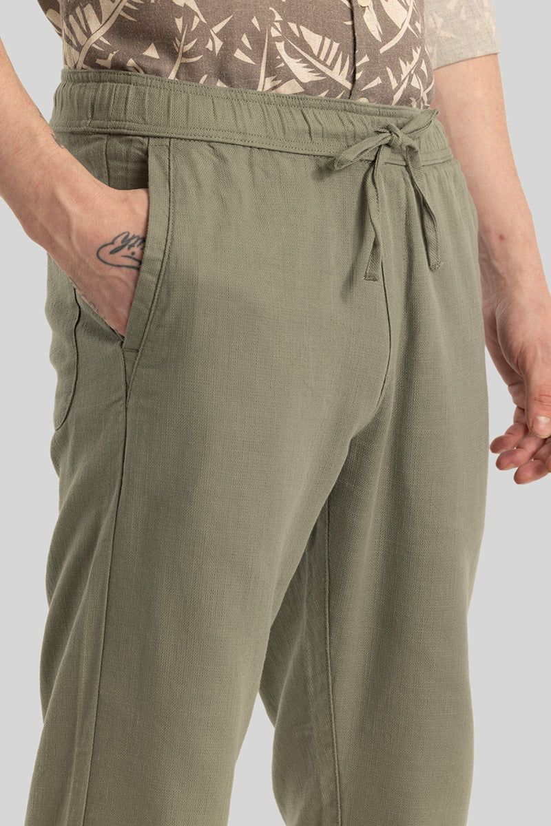 Martino Sage Plain Relaxed Fit Trousers