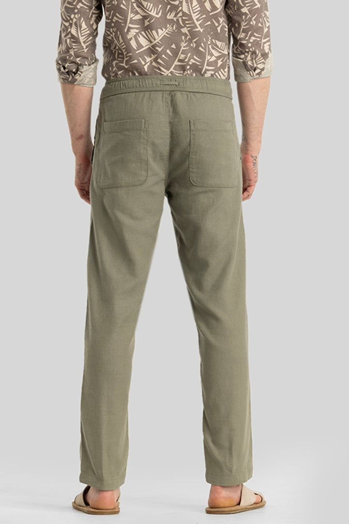 Martino Sage Plain Relaxed Fit Trousers