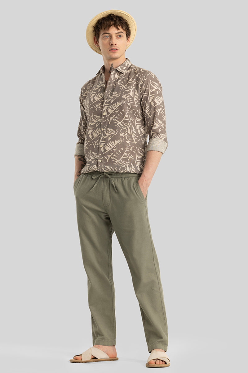 Martino Sage Plain Relaxed Fit Trousers