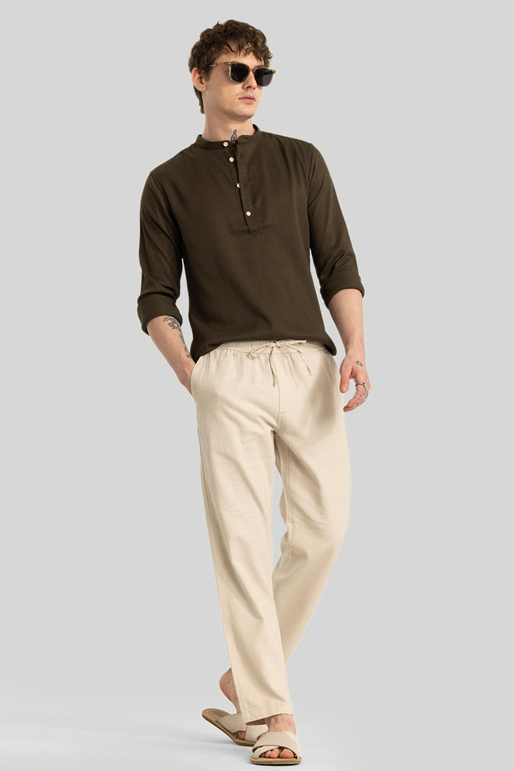 Martino Hazelnut Plain Relaxed Fit Trousers