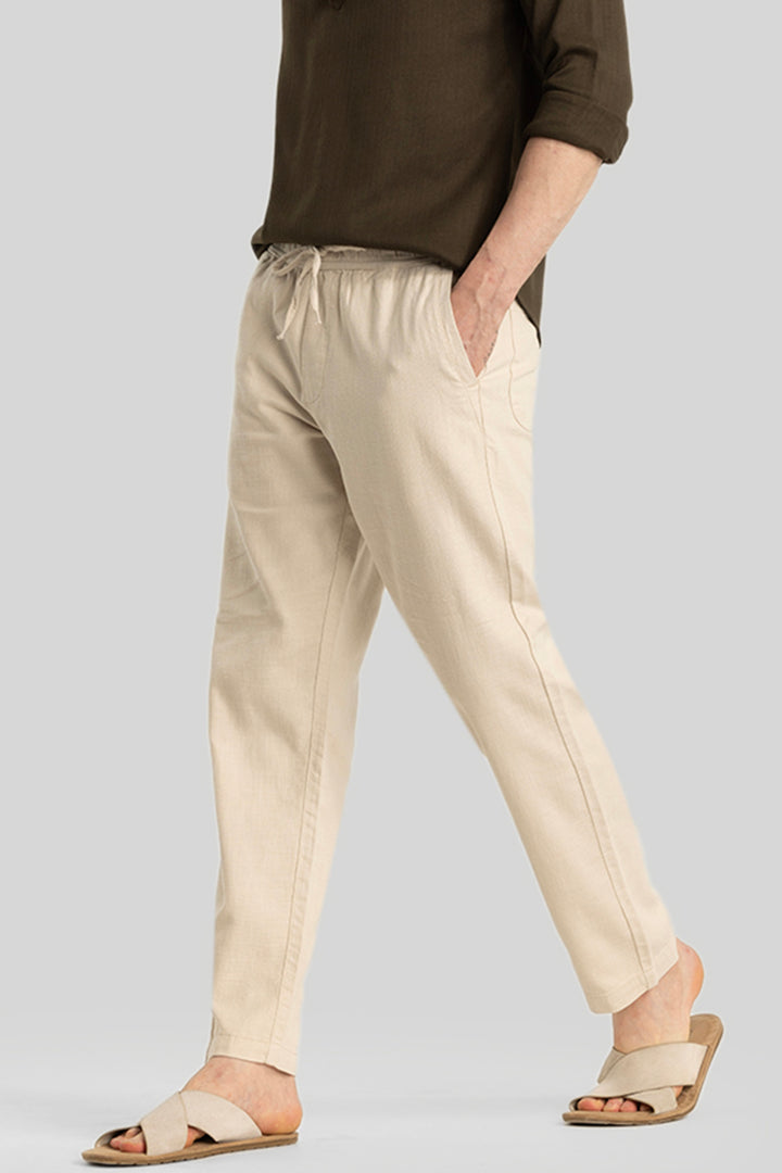 Martino Hazelnut Plain Relaxed Fit Trousers