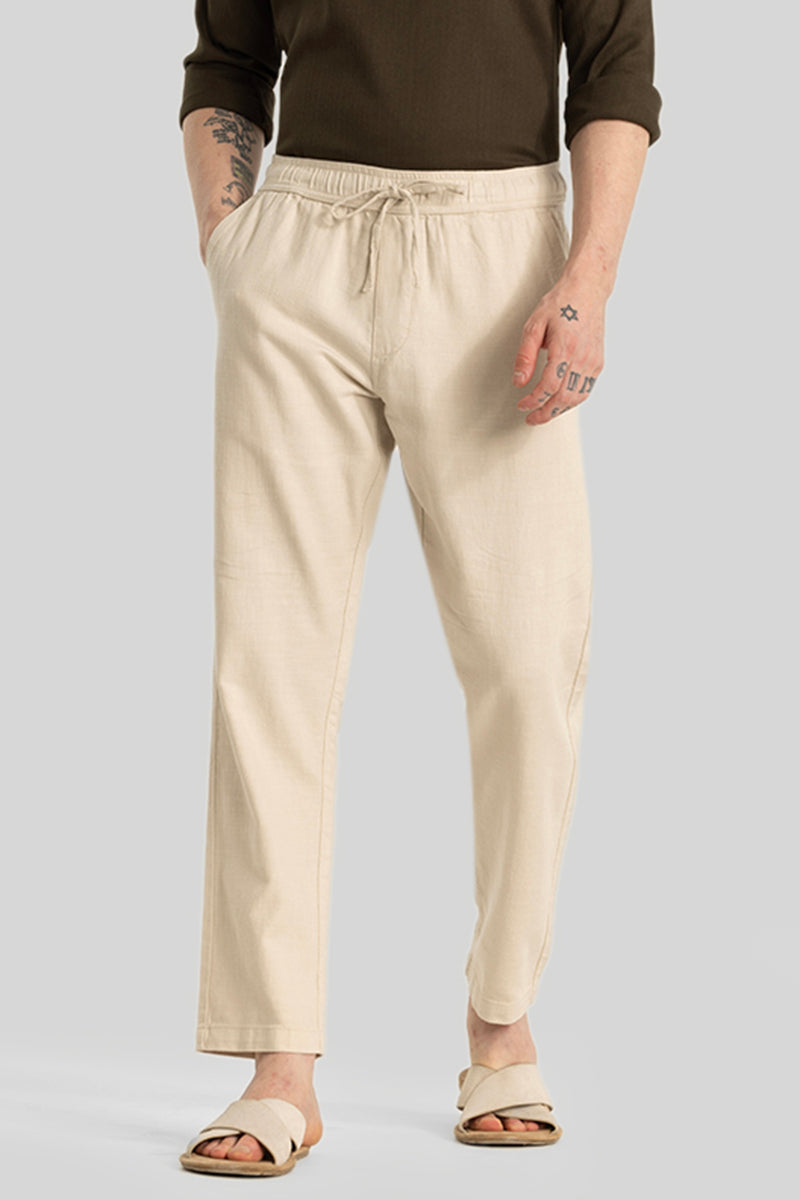 Martino Hazelnut Plain Relaxed Fit Trousers