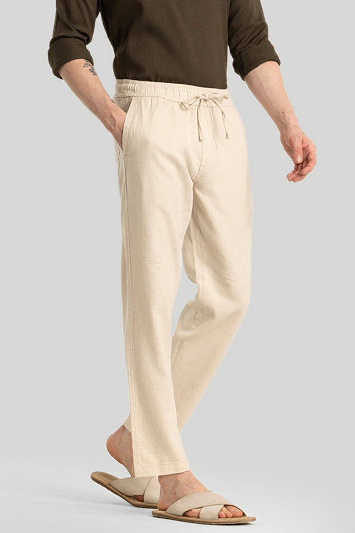 Martino Hazelnut Plain Relaxed Fit Trousers