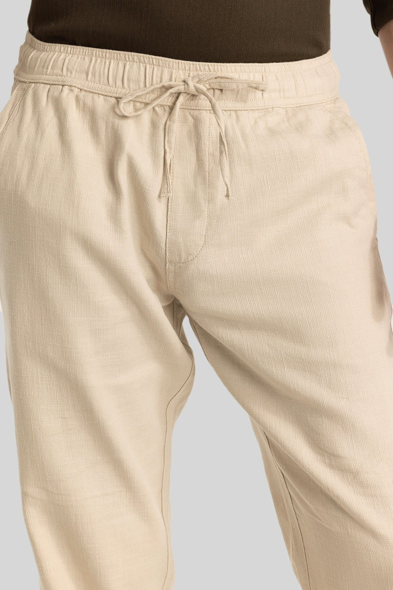 Martino Hazelnut Plain Relaxed Fit Trousers