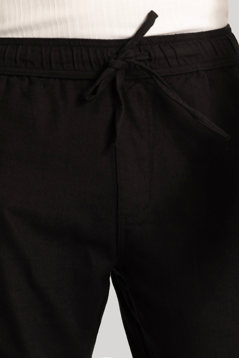 Martino Black Plain Relaxed Fit Trousers