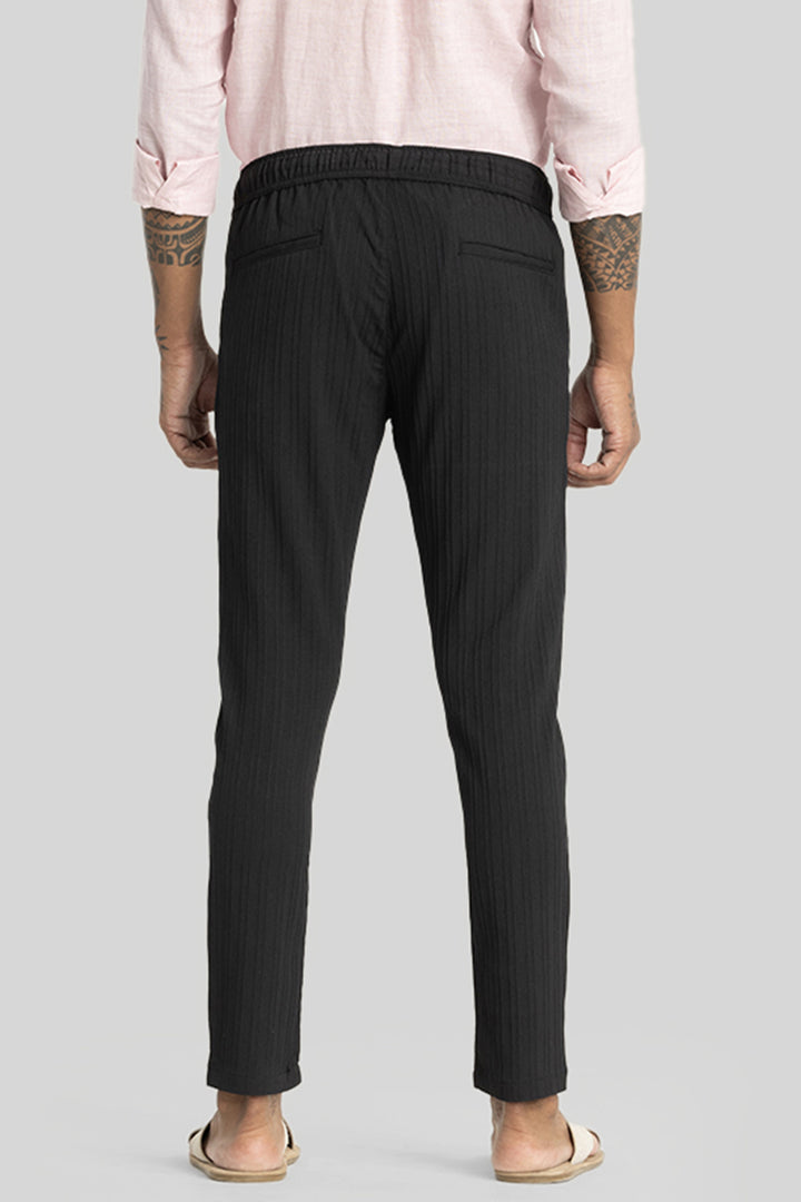 Harbor Black Plain Slim Fit Trousers