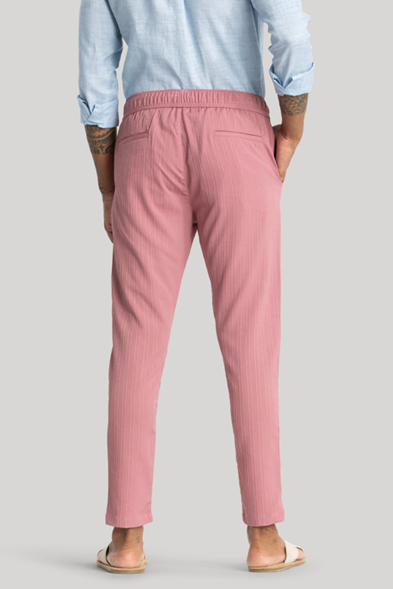 Harbor Pink Stripes Slim Fit Trousers