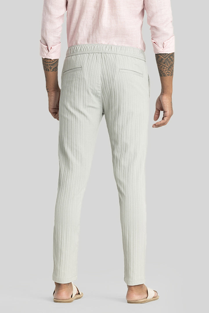 Harbor Light Grey Stripes Slim Fit Trousers