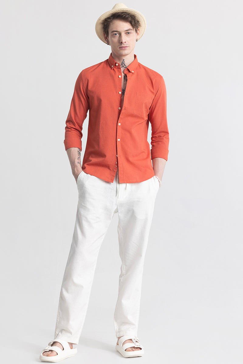 Trig Coral Red Linen Shirt