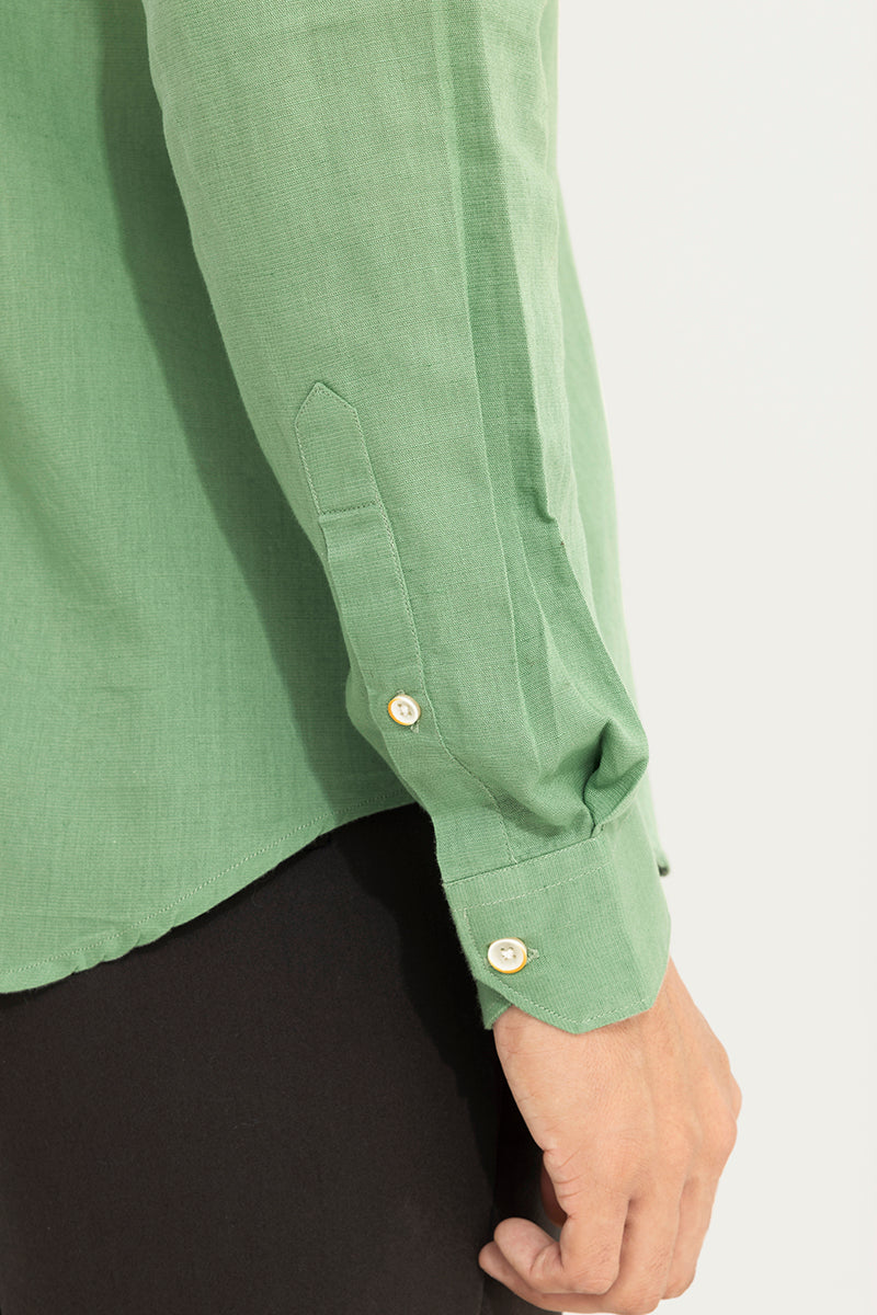 Lete Linen Green, Relaxed Linen Shirt with Pockets –
