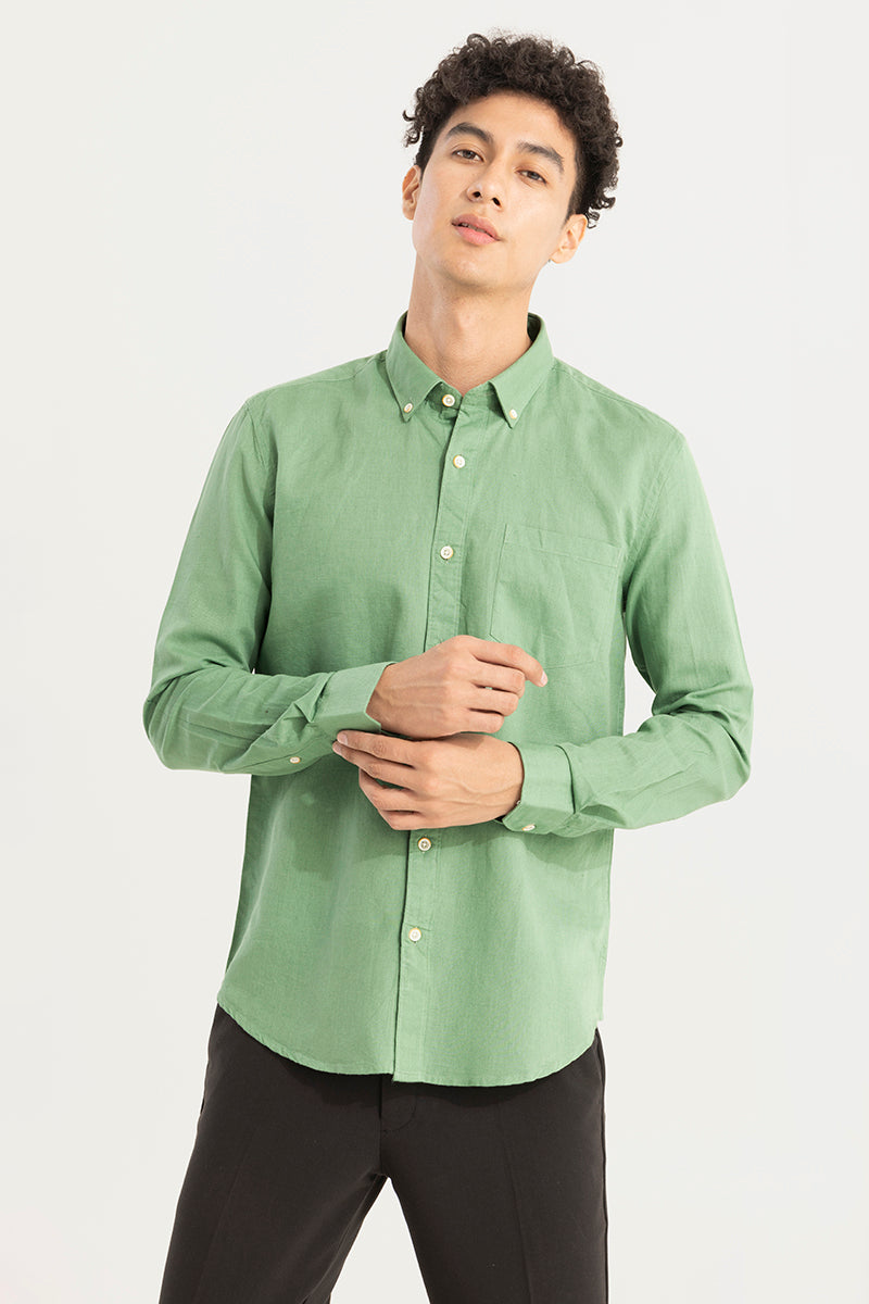 Trig Leaf Green Linen Shirt