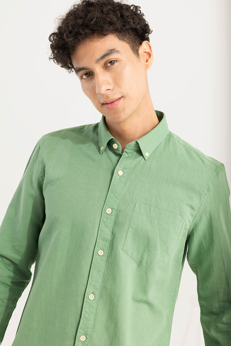 Trig Leaf Green Linen Shirt